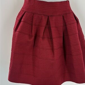 Elegant Red Textured Women's FSR Mini Skirt Size L